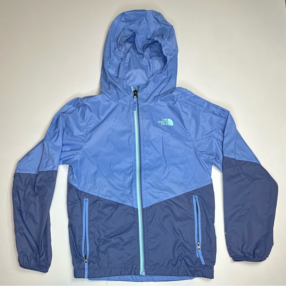 The North Face Flurry Wind Hoodie Blue Full Zip Hooded Jacket Girls Small 7/8